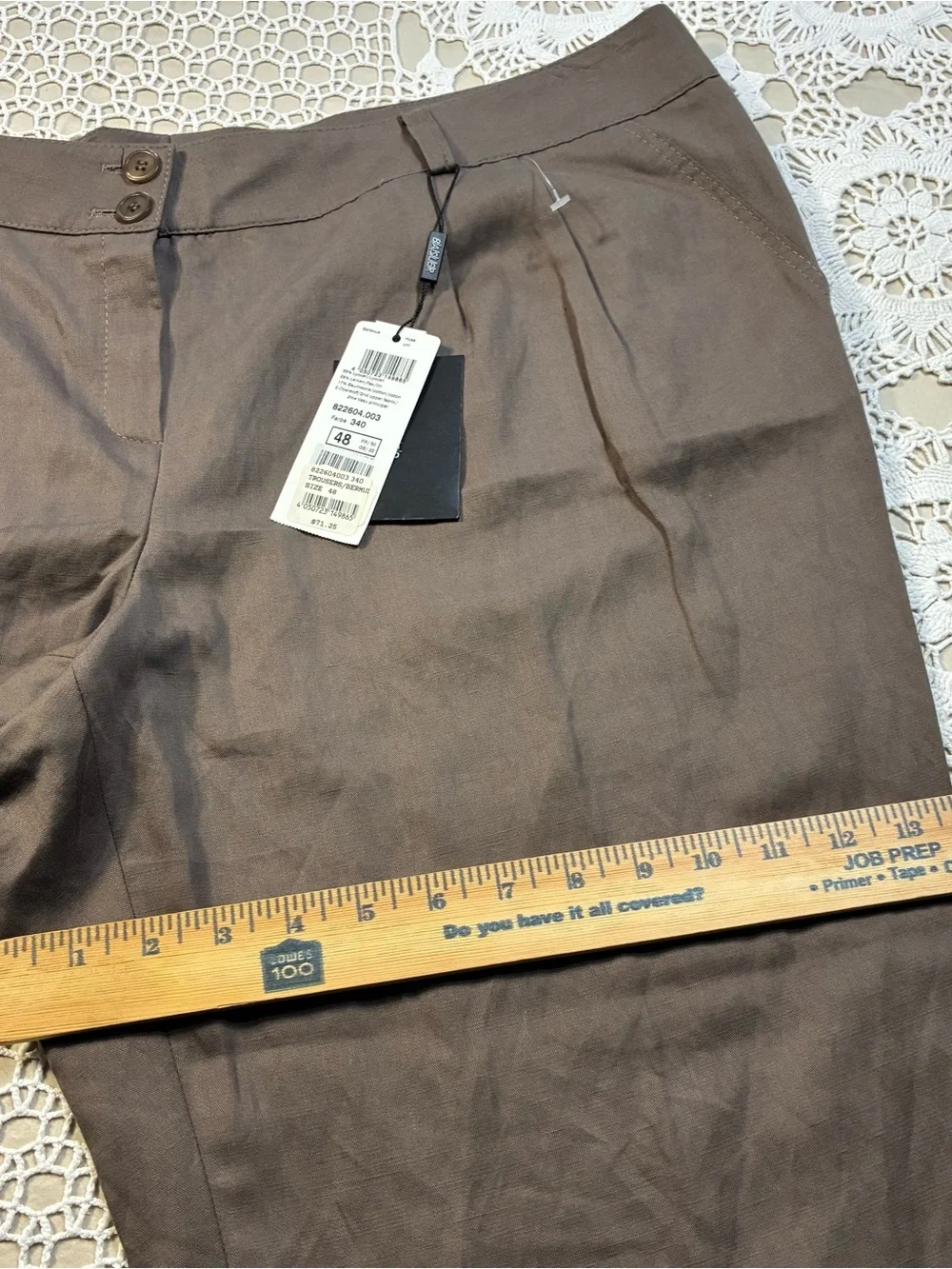 Basler Black Label Womens Linen Lyocell Pants Brown Pleated Dress EU 48 US 18